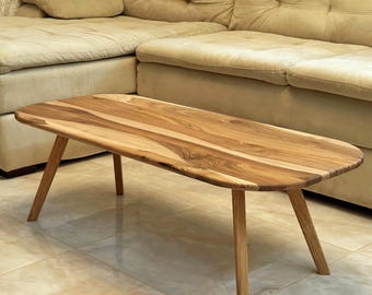 Coffee table - Walnut wood coffee table - Aesthetic coffee table - Unique coffee table-Minimalist coffee table - Scandi-style coffee table