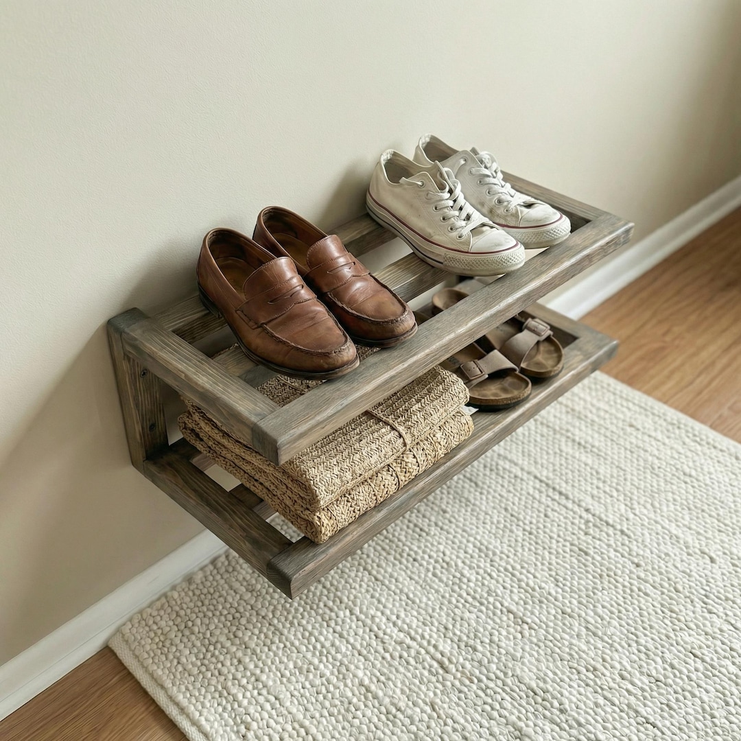 cardboard makeshift shoe rack