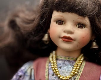 1980年代のヴィンテージフランス製磁器人形、ロマンチックなホーム