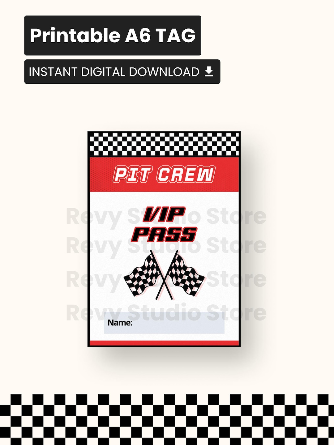 Pit Pass Racing Pit Crew VIP Passes - Race Car / F1 Birthday Party Digital Card/tag ...