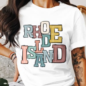 Rhode Island T-Shirt, Colorful State Pride Tee, Vintage Style RI, Vacation Souvenir T Shirt, Rhode Island Gift, State Apparel