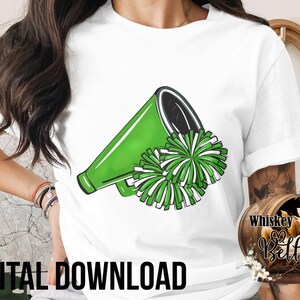 Cheerleader PNG, Pom Poms, Megaphone Digital Download, Cheerleading Sublimation Design, School Spirit, Team Mascot Graphic, Digital File