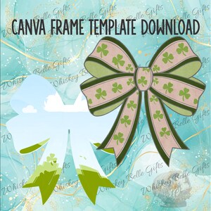 Clover Bow Canva Frames Digital Download, Instant PNG Frames for Easy Design, St Patrick&#39;s Day Canva Frame
