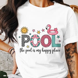 Pool is My Happy Place, Digital Download, Sublimation PNG, Summer Fun Design, Flamingo Pool Float, Beach Vibes, Vacation Ready, Heat