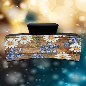 Floral Hair Clip for Women, Daisies Hair Accessory, Blue and White Flower Hair Claw, Stylish Hair Clip, Spring Fashion Hairpiece