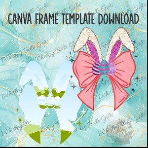 Easter Eggs Bunny Ears Bow Canva Frames Digital Download, Instant PNG Frames for Easy Design, Easter Canva Frame
