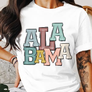 Alabama T-Shirt, Southern State Tee, Colorful Alabama Pride Shirt, Alabama Gift Idea, Alabama Apparel, Retro Alabama Shirt