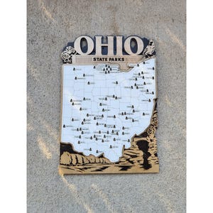 14 in Ohio State Park reiskaartbord, meerlaags natuurlijk houten bord, Ohio State Parks-reiskaart, Ohio-trackerkaart