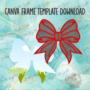 Baseball Bow Canva Frames Digital Download, Instant PNG Frames for Easy Design, Canva Frame