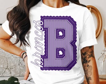 Broncos T-Shirt Comfort Colors 1717 Purple Broncos Tee College Apparel Game Day Shirt Spirit Wear Broncos Fan Shirt Prepster School Spirit