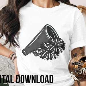 Cheerleader Sublimation Digital Download PNG, School Spirit, Megaphone and Pom Poms, Graphic Design for T-Shirts, Mugs, Digital Download