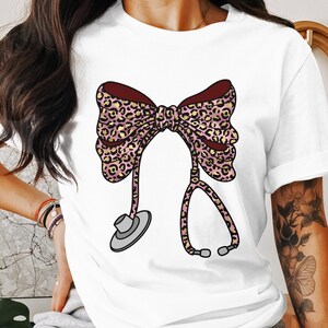 Digital,Sublimation Nurse Stethoscope Bow PNG, Pink Leopard Print Design, Nurse Gift, Healthcare Hero, Cute Bow Design,Instant Download