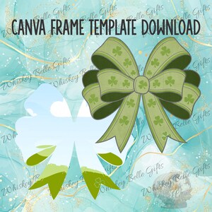 Clover Bow Canva Frames Digital Download, Instant PNG Frames for Easy Design, Shamrock Canva Frame