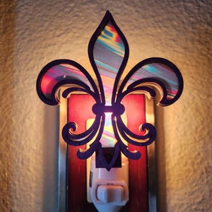 Fleur De Lis Night Light, NOLA Night light, Auto On Sensor, Mardi Gras night light