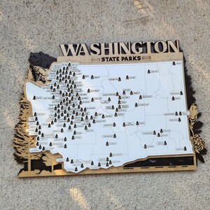 14 in Washington State Park Reisekarte Zeichen mehrschichtig Naturholz Schild Washington State Parks Karte, Tracker Map