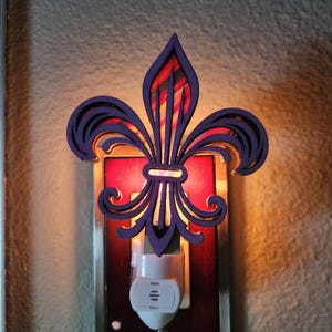Fleur De Lis Night Light, NOLA Night light, Auto On Sensor, Mardi Gras night light