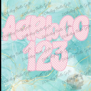 Digital Preppy Gingham Alphabet Download, Cute Font Clipart, Pink Gingham Letters Numbers, Planner Stickers, Sublimation Design, DIY Craft