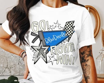 Blue Devils T Shirt, Go Fight Win Tee, College Apparel, Choose Your Colors and Mascot, Spirit Shirt, Game Day T-Shirt, School Pride Shirt