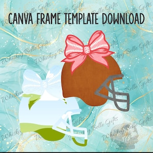 Football Helmet Bow Canva Frames Digital Download, Instant PNG Frames for Easy Design