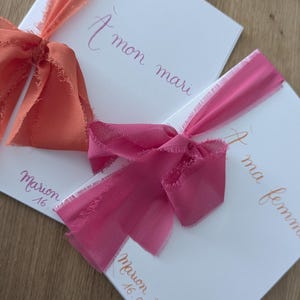 Libro de felicitación de boda personalizado - Libreto de felicitación con caligrafía manuscrita, cinta de color