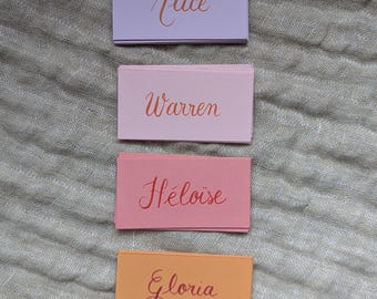 Personalized colorful place cards – hand-calligraphed name tags – wedding, christening
