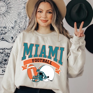 Miami Football Vintage Sweatshirt T-Shirt, Retro Miami Football Crewneck, Miami Dolphin Football Hoodie, Dolphin Football Gift, MSS184