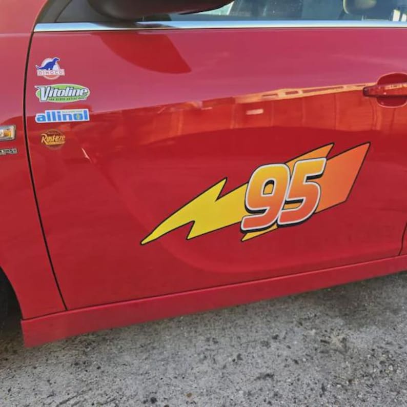 2x Lighting Bolt 95 Sticker, Lightning Mcqueen, Car Decal, Car Door ...