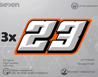 3x Custom Race Number Stickers Car, Bike, Vinyl Decals High Quality Laminated Waterproof