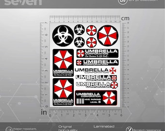 Umbrella stickers medium set, Umbrella Corporation decals, Car, Bike, Laptop Stickers, High Quality Laminated Waterproof