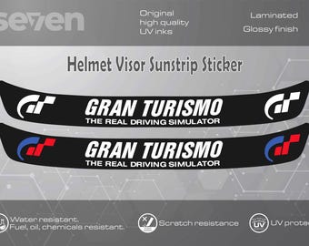 2x Gran Turismo Helmet Visor Sunstrip Sticker Decal - 295mm High Quality Laminated Waterproof
