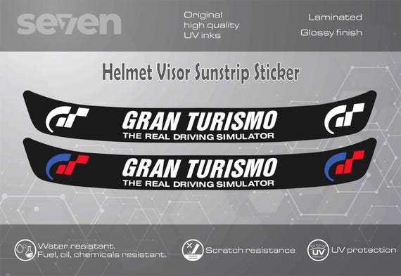 2x Gran Turismo Helmet Visor Sunstrip Sticker Decal - 295mm High