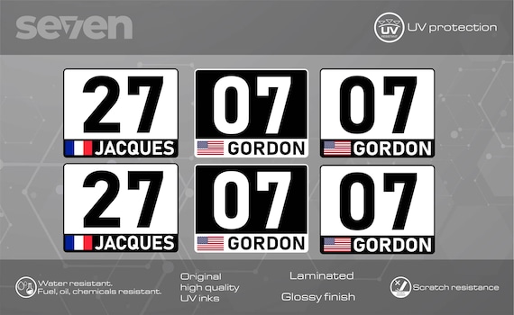2x Custom Race Car Number Plate Car Door Decal, High Quality