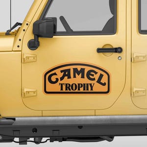 2 adesivi per auto Camel Trophy, decalcomania per portiera auto Jurassic Park, laminato di alta qualità impermeabile