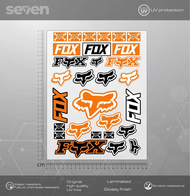 Fox Racing Stickers Set, Fox Decals, Different Colors Car, Bike, Laptop ...