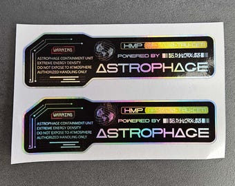 2 x Powered by Astrophage Stickers, Holographic sticker, Car, Bike, Laptop Stickers, High Quality Laminated Waterproof