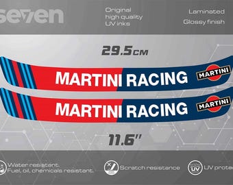2x Martini Helmet Visor Sunstrip Sticker Decal - 295mm + 2 logo stickers High Quality Laminated Waterproof