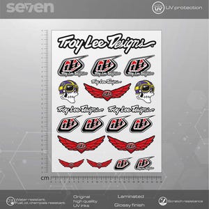 Troy Lee Designs Aufkleber-Set, Troy Lee Designs Aufkleber, Auto-, Fahrrad-, Laptop-Aufkleber, hohe Qualität laminiert wasserdicht