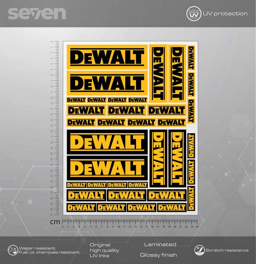 Dewalt Stickers Set, Dewalt Decals, Large Set Car, Bike, Laptop