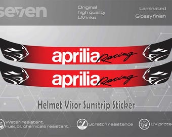 2x Aprilia Helmet Visor Sunstrip Sticker Decal - 295mm High Quality Laminated Waterproof