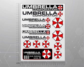 Umbrella stickers set, Umbrella Corporation decals, Car, Bike, Laptop Stickers, High Quality Laminated Waterproof