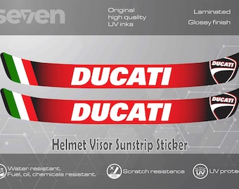 2x Ducati Helmet Visor Sunstrip Sticker Decal - 295mm High Quality Laminated Waterproof