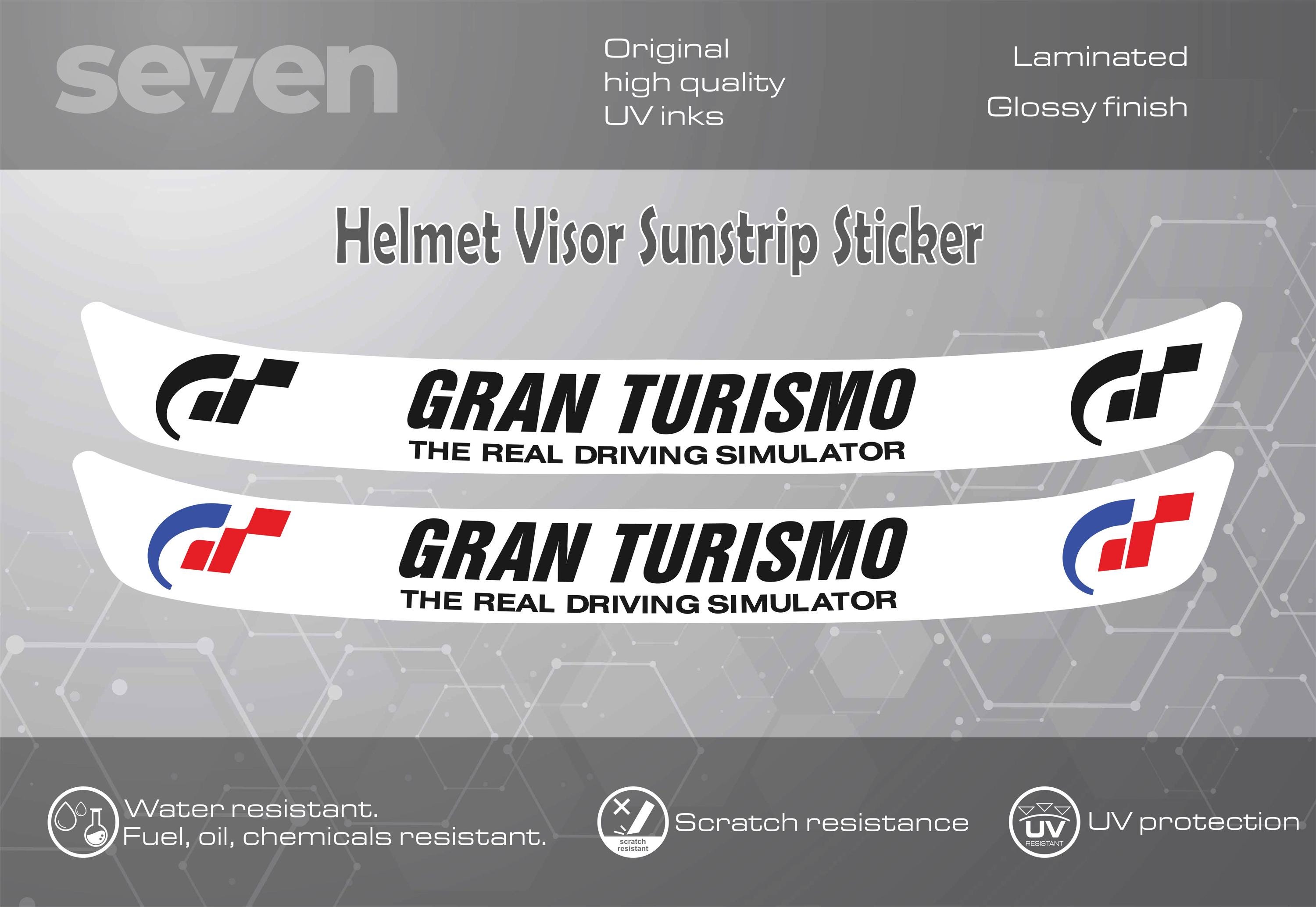 2x Gran Turismo Helmet Visor Sunstrip Sticker Decal - 295mm High