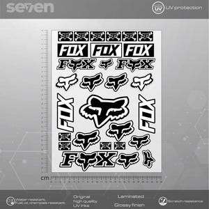 Set di adesivi Fox Racing, decalcomanie Fox, adesivi per auto, bici, laptop di diversi colori, laminati di alta qualità, impermeabili