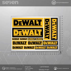 DeWalt-stickers, DeWalt-stickers, middelgrote set auto-, fiets-, laptopstickers, hoogwaardig gelamineerd waterdicht