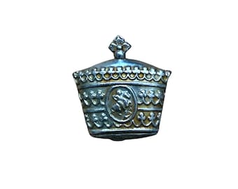 Vintage Ethiopian Military Badge – Haile Selassie Era Pin with Imperial Crown – 1" x 1"