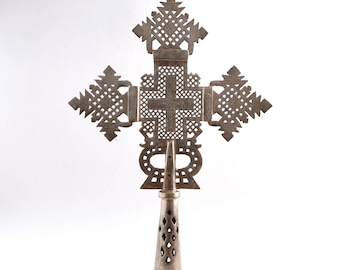 Large Openwork Ethiopian Processional Cross, Orthodox Church Display