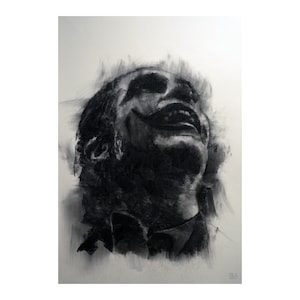 Joker ORIGINAL Dessin au fusain illustration visage portrait unique en son genre fait main grand art pas une impression
