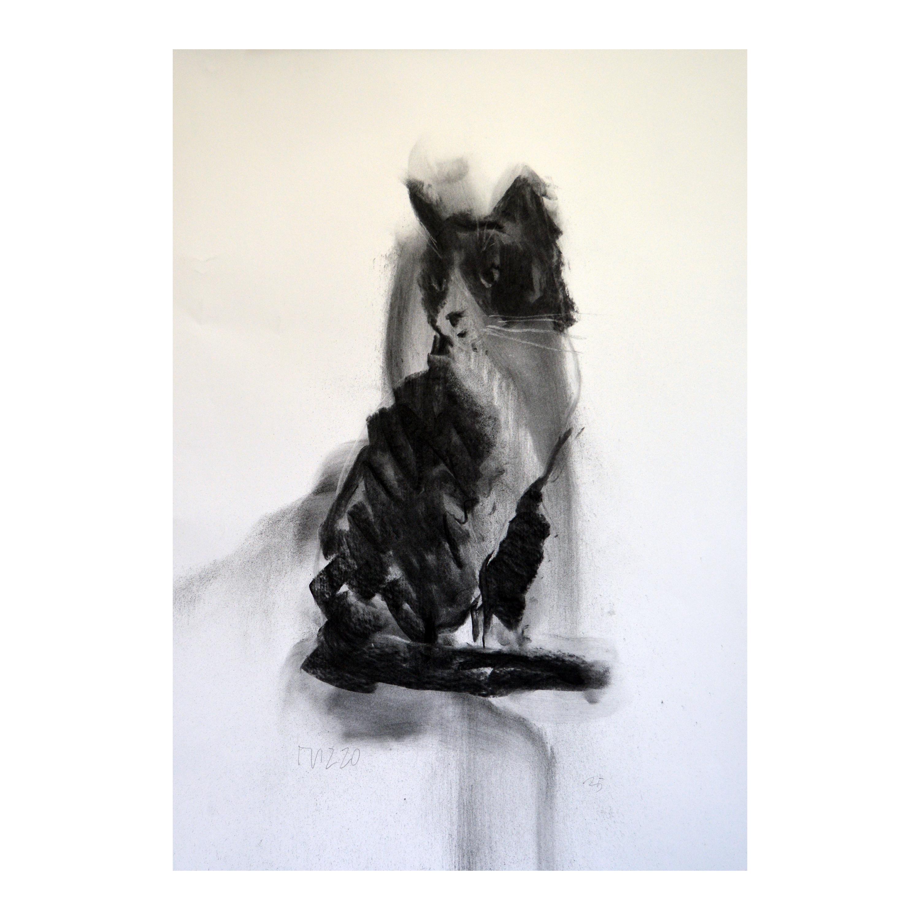 4匹の猫の原画 木炭画イラスト 20x14x4枚 - Etsy 日本