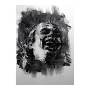 Joker ORIGINAL dessin illustration au fusain portrait visage unique en son genre fait main grand art pas une impression