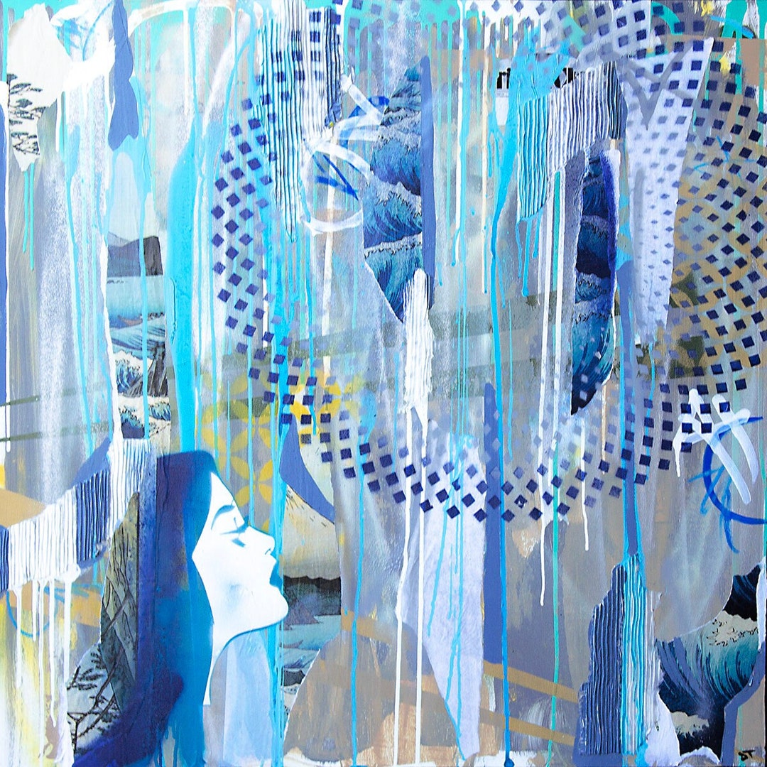 Abstract Mixed Media Collage Painting – Pop Art on Wood (36" X 36") - Etsy